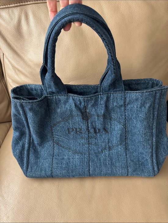 Prada Handbags - PRADA Canapa Denim Medium Canvas Tote